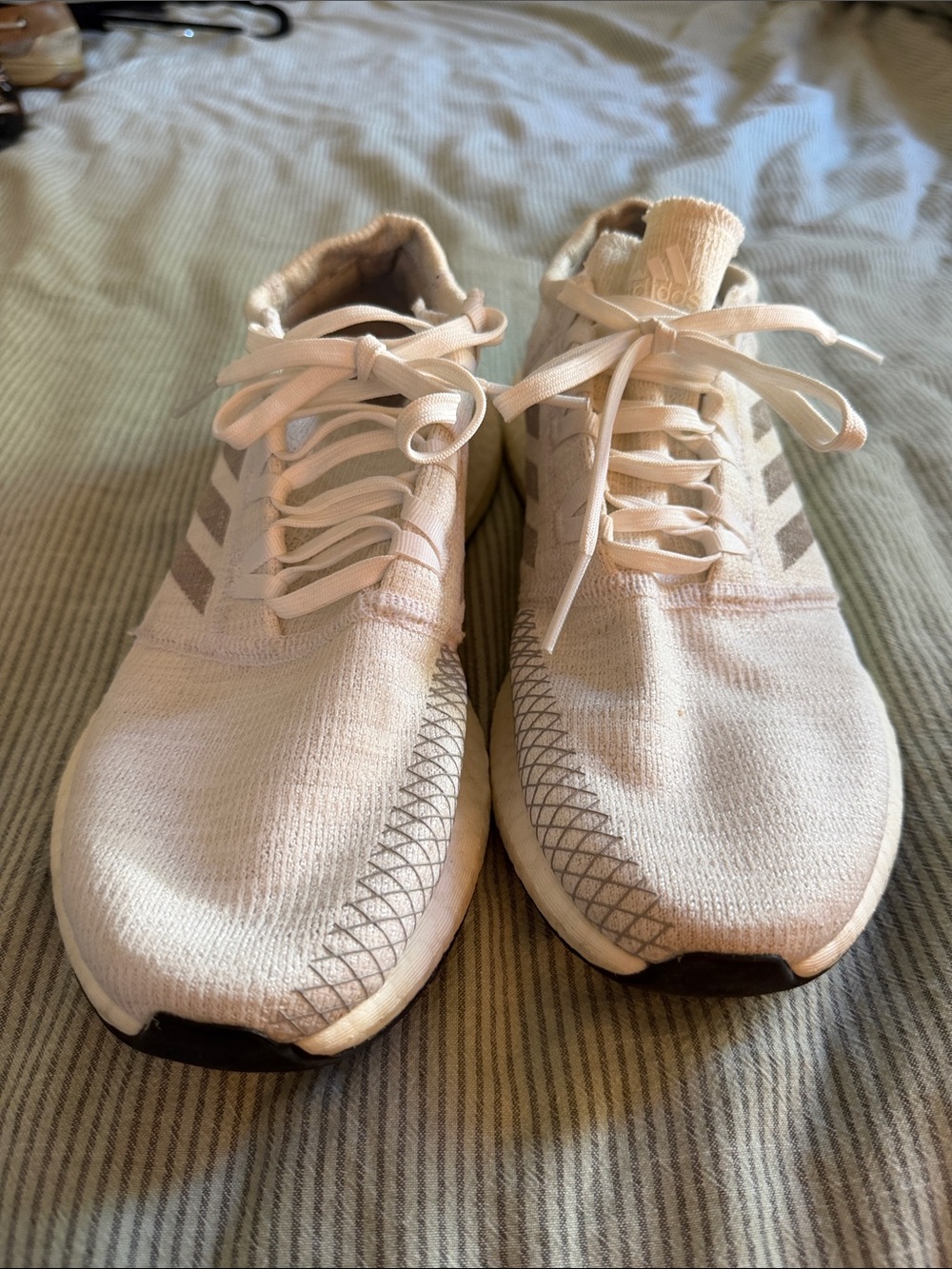 adidas Women’s White Knit Lace-Up Sneakers
